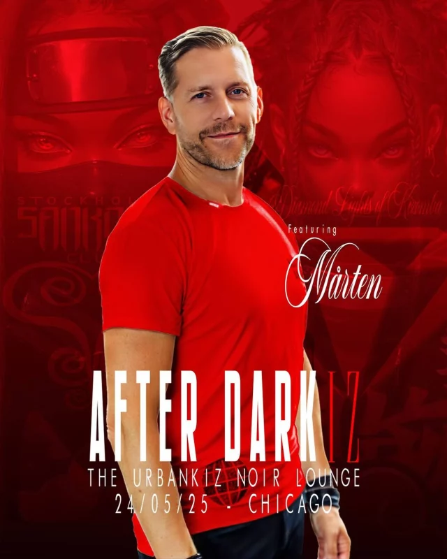 Mårten surely looks forward to dance the night away with you at AFTER DARK KIZ – THE URBANKIZ NOIR LOUNGE 🌒 

📅 Saturday, May 24th, 2025 
🕕 18:00 – 01:00 
📍 Chicago, Södermalm – Hornsgatan 75 
💃 Drop-in · Workshops · Dancing all night

A new era of Kizomba & UrbanKiz is rising in Stockholm – sensual, stylish, and rhythm-driven. AFTER DARK KIZ invites you to a night where dance meets the vibe of a noir lounge, right in the heart of Södermalm.

🛸 The night features: 
✨ Specialized dance workshops (drop-in) 
🎧 Guest DJ taking over the floor after the classes 
🌟 Coming soon: Masterclasses with international instructors (pre-registration required)

Whether you’re just discovering the dance or already deep in the flow – step into the dark, and let the music guide you.

🖤 AFTER DARK KIZ – for those who live for flow, feeling, and the magic of the night.

Event by: @stockholmsankofaclub